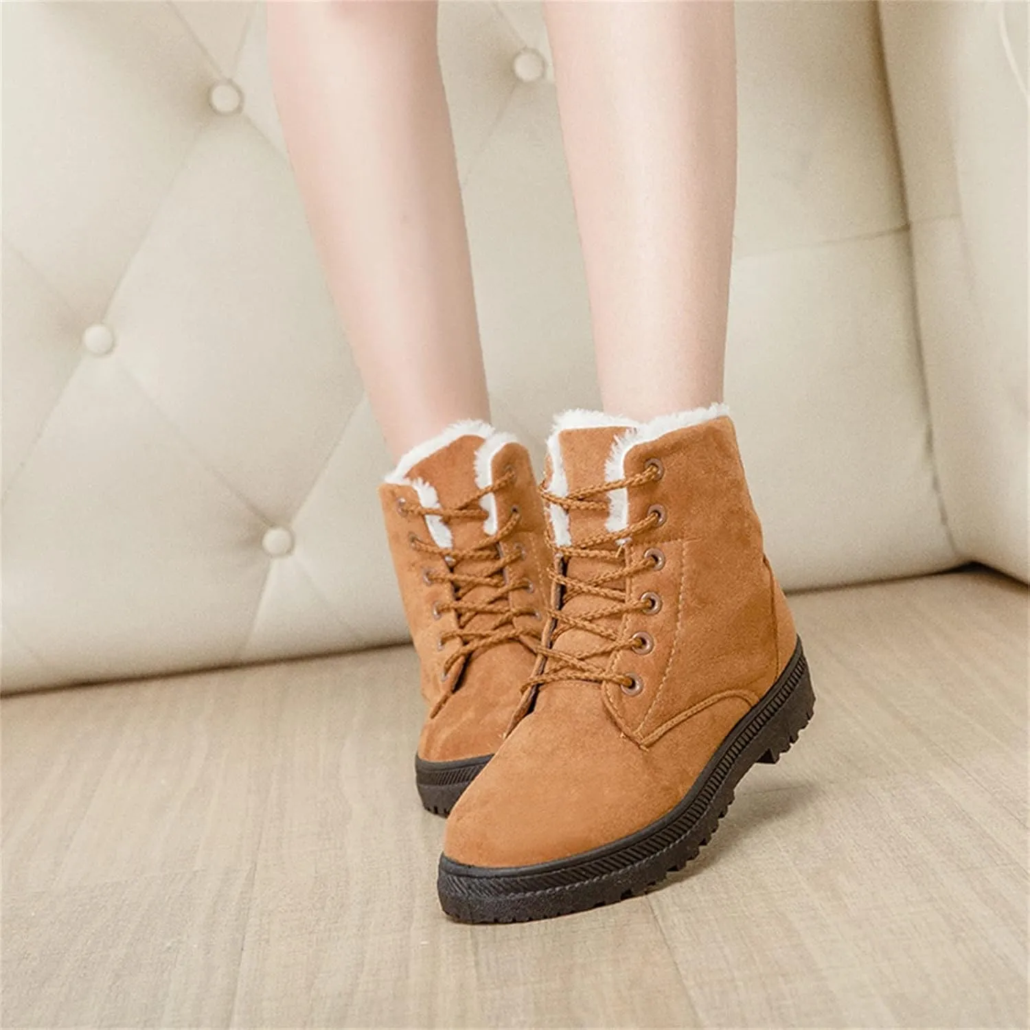 Winter Boots for Women Fleece Snow Warm Ankle Platform Boots Non-slip Boots Cold Resistant Outdoor Shoes