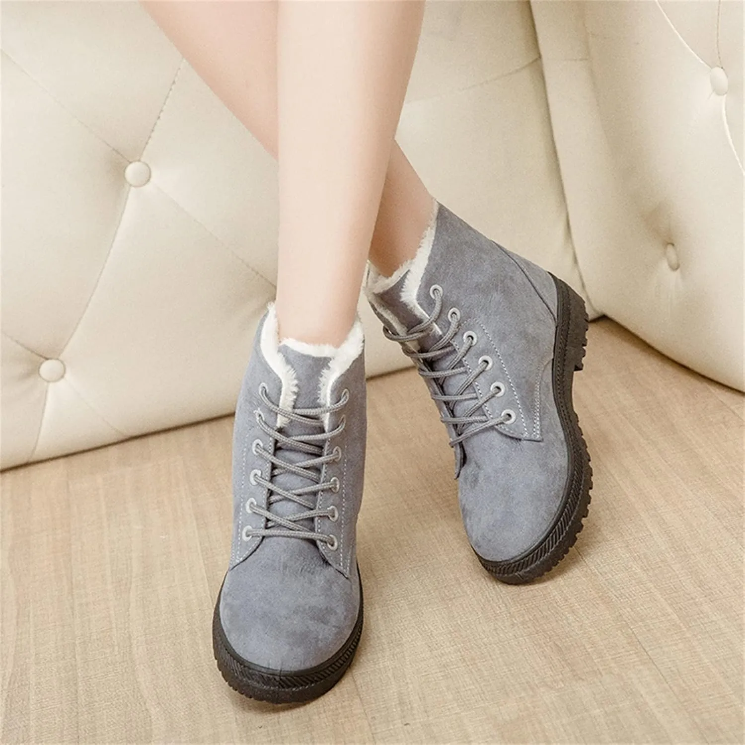 Winter Boots for Women Fleece Snow Warm Ankle Platform Boots Non-slip Boots Cold Resistant Outdoor Shoes