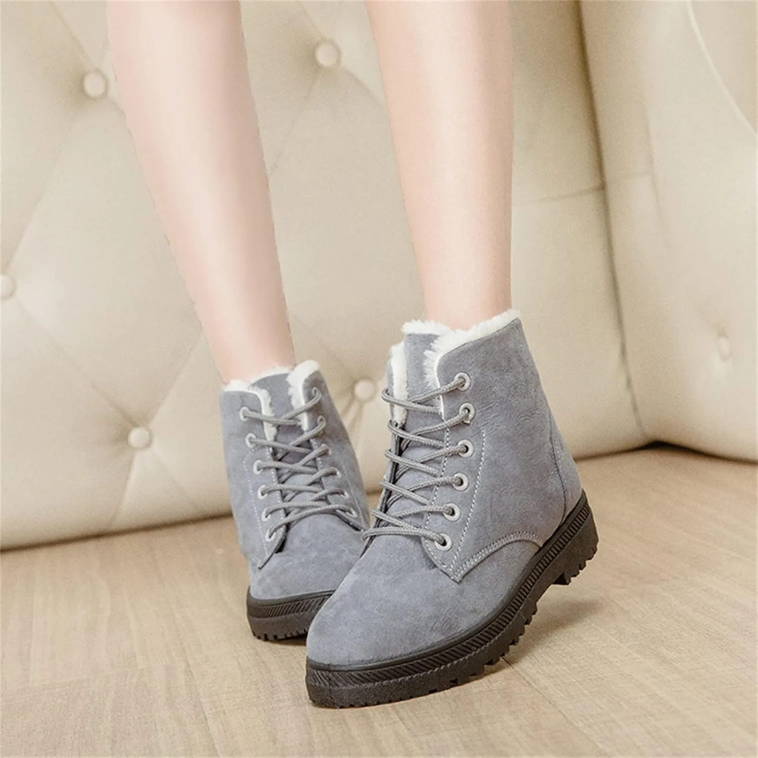 Winter Boots for Women Fleece Snow Warm Ankle Platform Boots Non-slip Boots Cold Resistant Outdoor Shoes