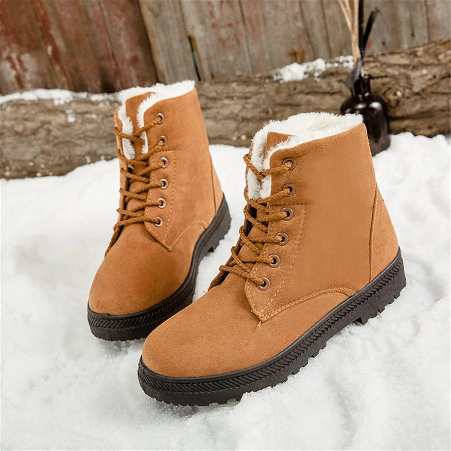 Winter Boots for Women Fleece Snow Warm Ankle Platform Boots Non-slip Boots Cold Resistant Outdoor Shoes