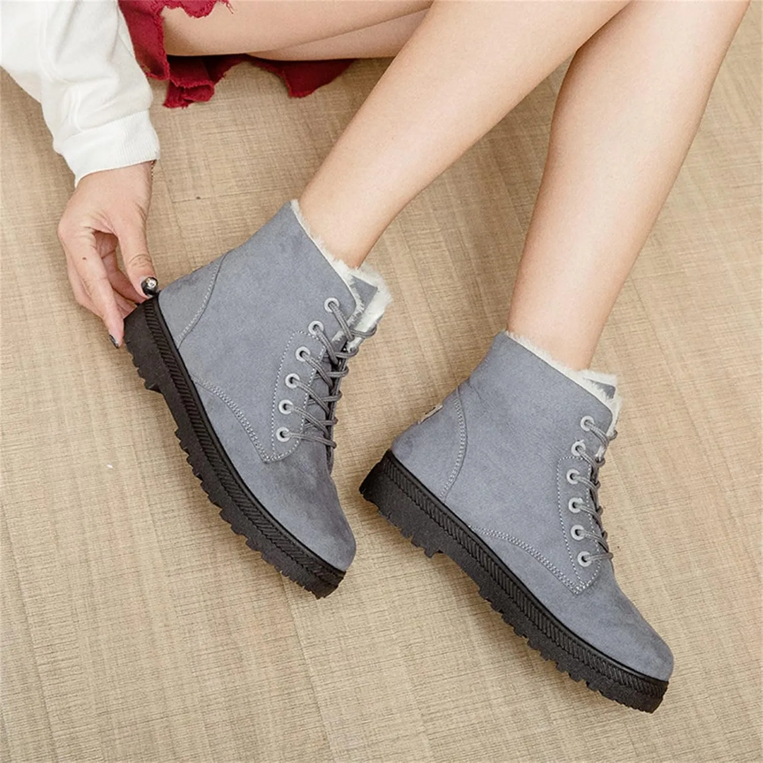 Winter Boots for Women Fleece Snow Warm Ankle Platform Boots Non-slip Boots Cold Resistant Outdoor Shoes