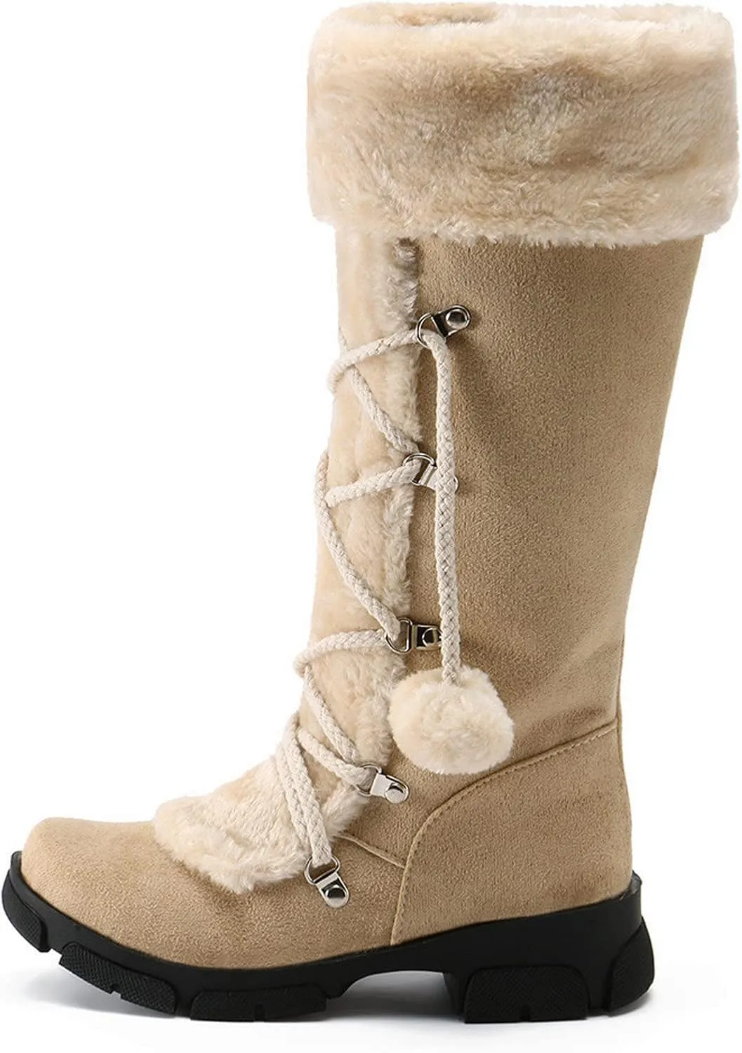 Winter Boots for Women Knee High Snow Boots Warm Fur Lined Furry Faux Fur Boots Fuzzy Fluffy Cold Weather Boots