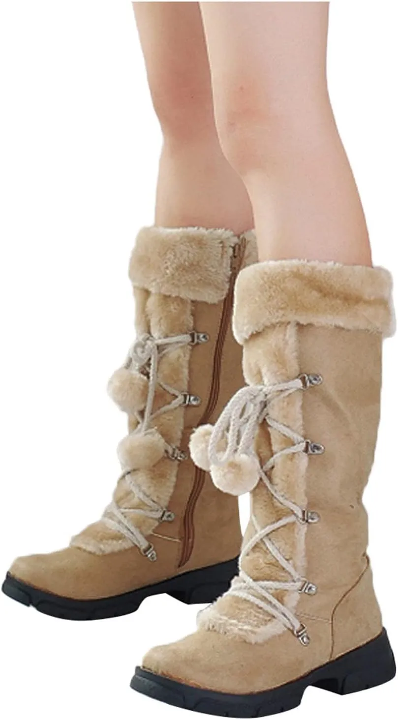 Winter Boots for Women Knee High Snow Boots Warm Fur Lined Furry Faux Fur Boots Fuzzy Fluffy Cold Weather Boots