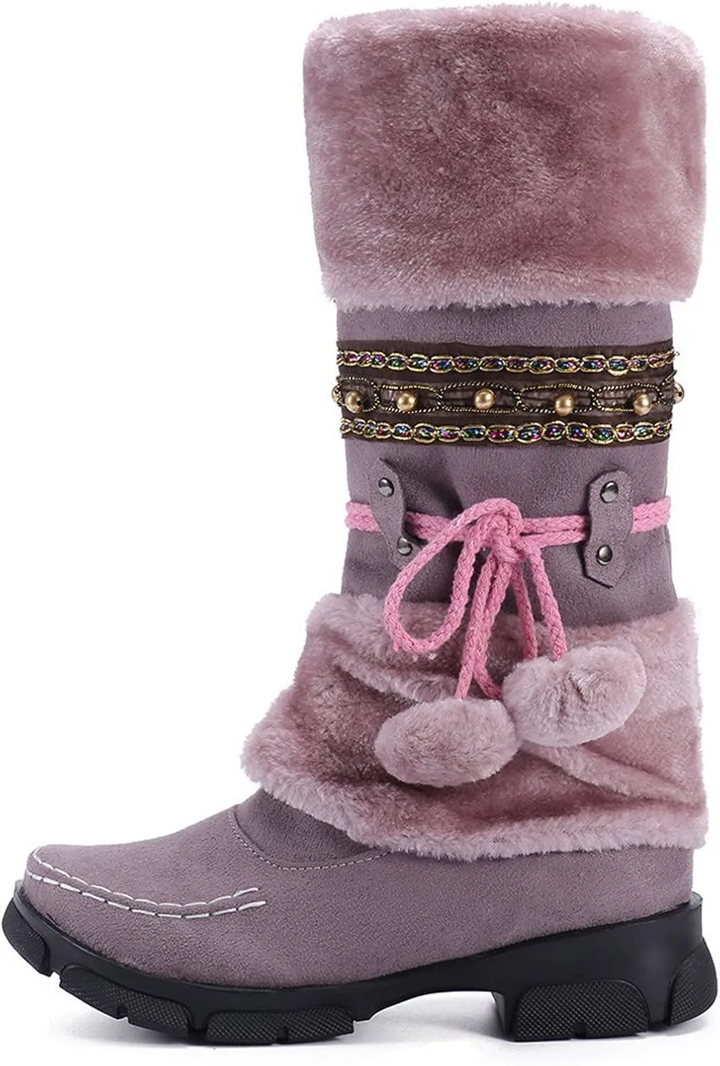 Winter Boots for Women Knee High Snow Boots Warm Fur Lined Furry Faux Fur Boots Fuzzy Fluffy Cold Weather Boots