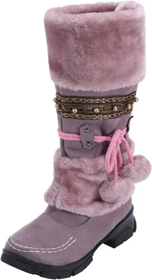 Winter Boots for Women Knee High Snow Boots Warm Fur Lined Furry Faux Fur Boots Fuzzy Fluffy Cold Weather Boots