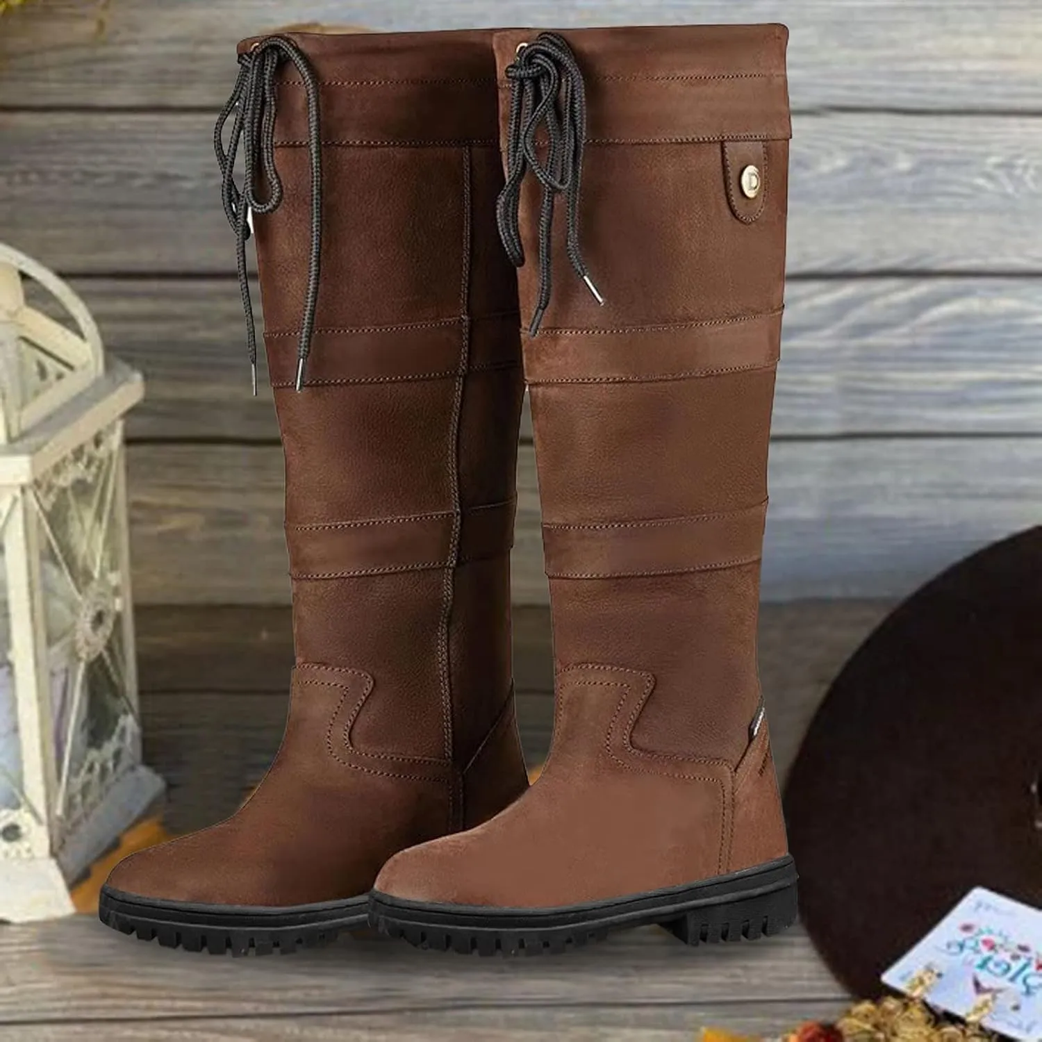 Winter Boots for Women Wide Calf Knee High Snow Boots Cold Weather Pull On Chunky Low Hee Thigh High Boots