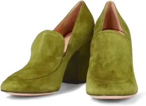 Women Chunky Block Heel Pumps Square Closed Toe Slip On Oxford Loafers Shoes 3 Inch High Heels Work Pump Suede Loafer for Office Ladies Classic Formal Business Professional Comfort 4-11 M US