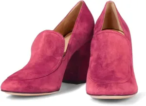 Women Chunky Block Heel Pumps Square Closed Toe Slip On Oxford Loafers Shoes 3 Inch High Heels Work Pump Suede Loafer for Office Ladies Classic Formal Business Professional Comfort 4-11 M US