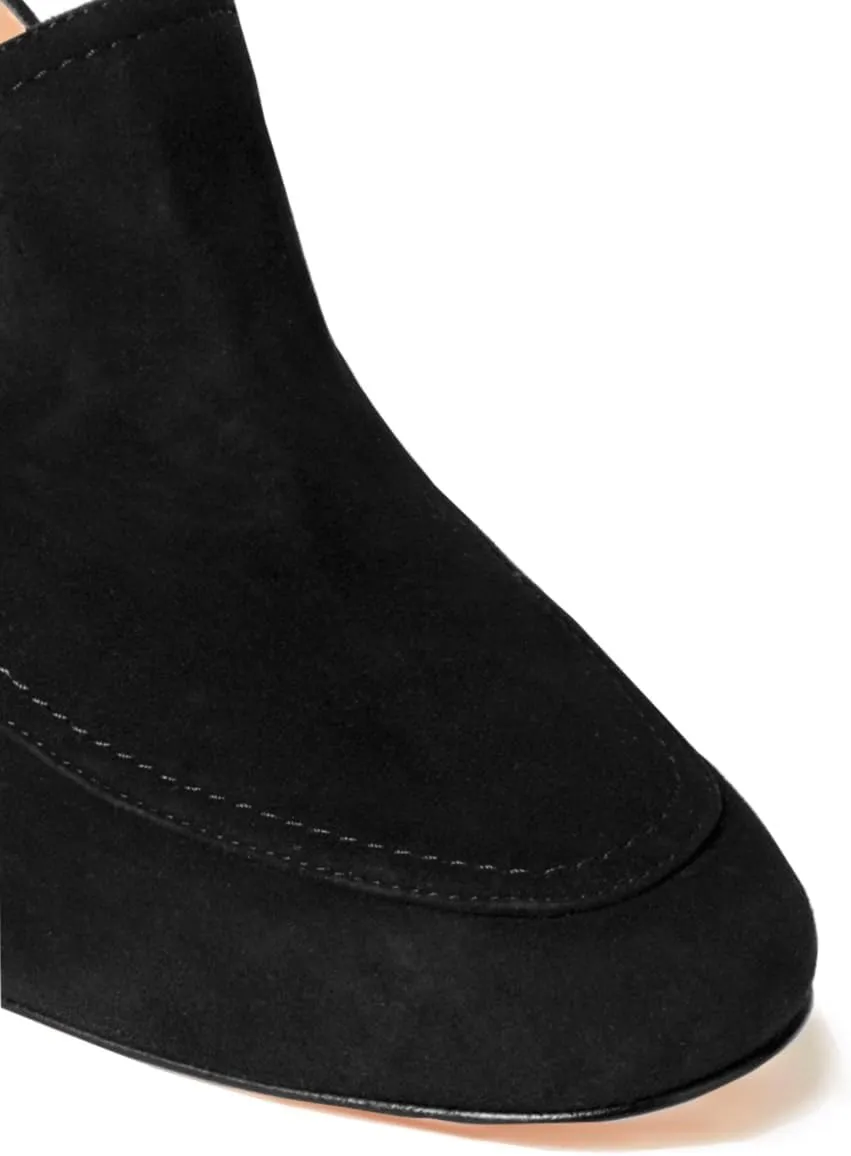Women Chunky Block Heel Pumps Square Closed Toe Slip On Oxford Loafers Shoes 3 Inch High Heels Work Pump Suede Loafer for Office Ladies Classic Formal Business Professional Comfort 4-11 M US