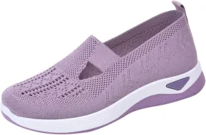 Women Comfortable Slip On Shoes Lightweight Walking Sneakers Canvas Casual Flats Non Slip Elastic Loafers