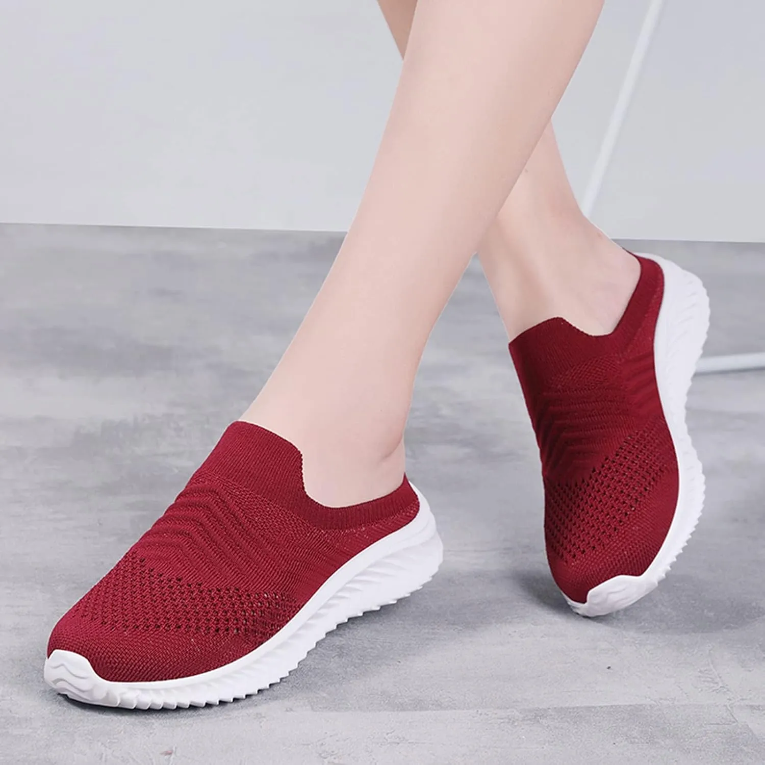 Women Comfortable Slip On Shoes Lightweight Walking Sneakers Canvas Casual Flats Non Slip Elastic Loafers