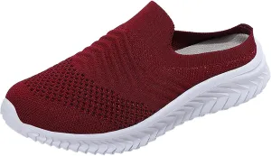 Women Comfortable Slip On Shoes Lightweight Walking Sneakers Canvas Casual Flats Non Slip Elastic Loafers