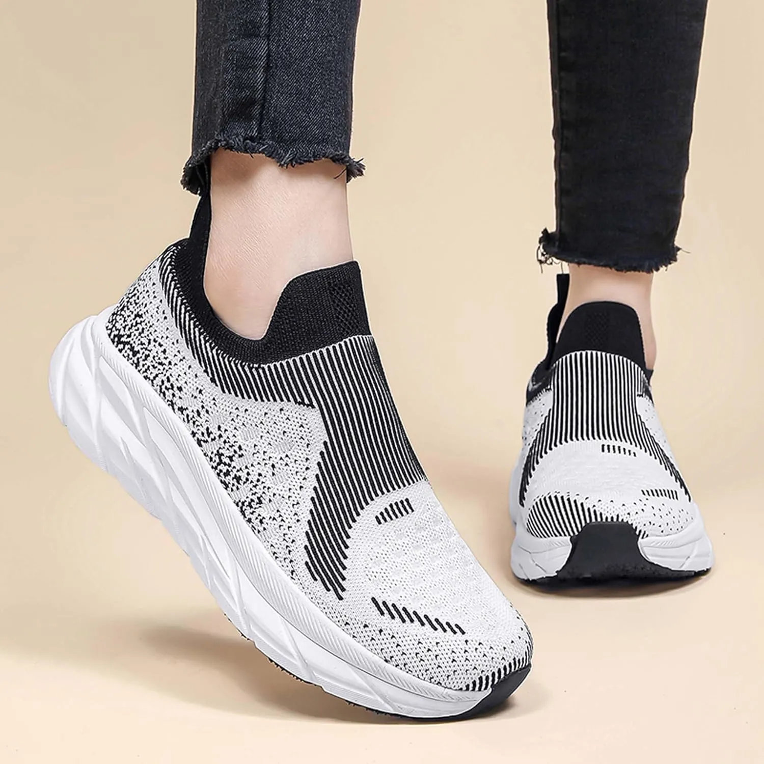 Women Men Casual Walking Shoes,Breathable Knitted Mesh Sneakers,Lightweight Running Shoes,Indoor Fitness Shoes,Driving Shoes,Outdoor Sports Shoes,Comfortable,Soft,Non-Slip