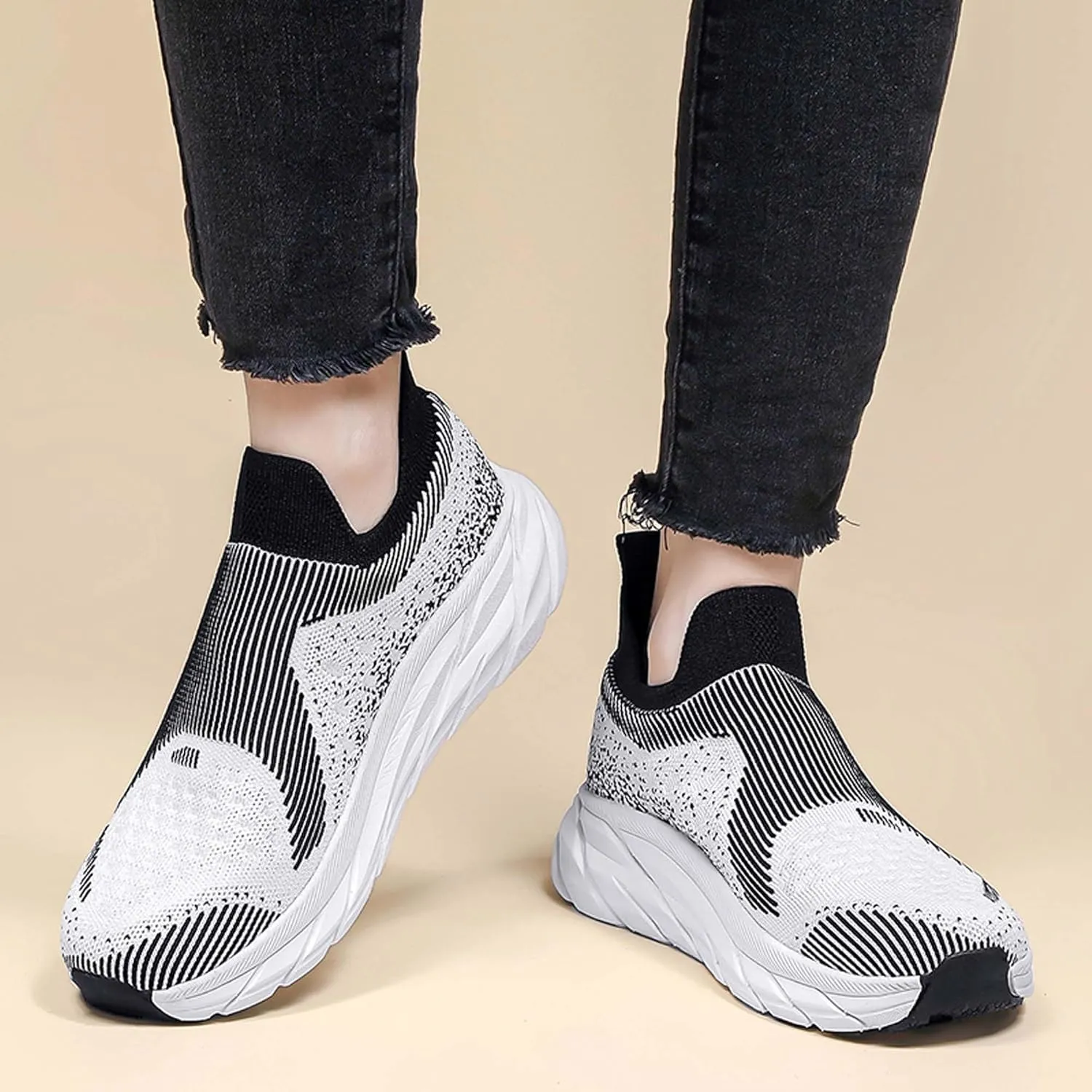 Women Men Casual Walking Shoes,Breathable Knitted Mesh Sneakers,Lightweight Running Shoes,Indoor Fitness Shoes,Driving Shoes,Outdoor Sports Shoes,Comfortable,Soft,Non-Slip