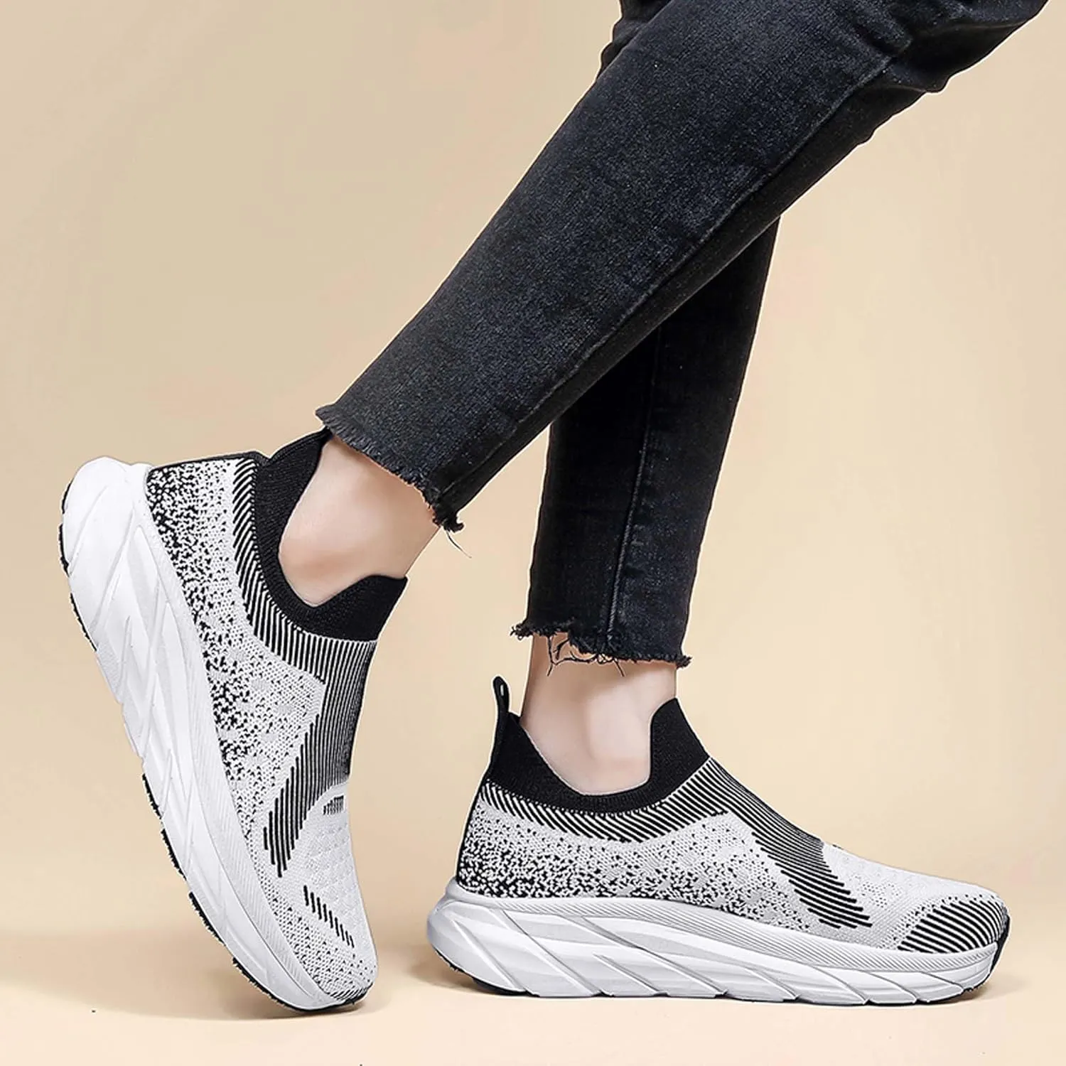 Women Men Casual Walking Shoes,Breathable Knitted Mesh Sneakers,Lightweight Running Shoes,Indoor Fitness Shoes,Driving Shoes,Outdoor Sports Shoes,Comfortable,Soft,Non-Slip