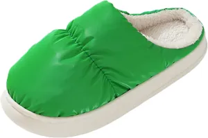 Women Slippers Autumn and Winter Fashion and Comfortable Indoor and Outdoor Solid Disposable Slippers for Women Medium (Green, 7)