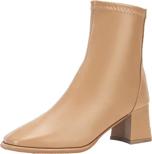 Womens Ankle Boots Chelsea Boots Women Fashion Women Artificial Leather Fall Thick Sole Square Heels Square Toe Shoes