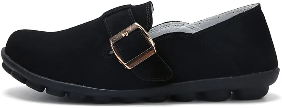 Women's Casual Round Toe Suede Shoes Comfortable Breathable Shoes Driving Outdoor Walking Nurse Breathable Driving Fashion Suede Casual Shoes