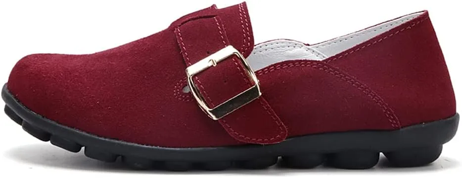 Women's Casual Round Toe Suede Shoes Comfortable Breathable Shoes Driving Outdoor Walking Nurse Breathable Driving Fashion Suede Casual Shoes
