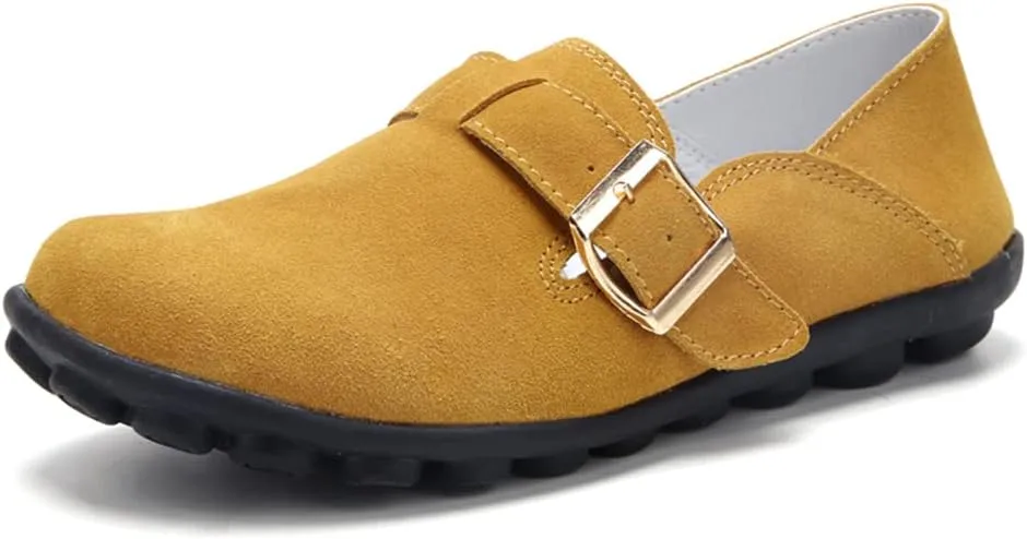 Women's Casual Round Toe Suede Shoes Comfortable Breathable Shoes Driving Outdoor Walking Nurse Breathable Driving Fashion Suede Casual Shoes