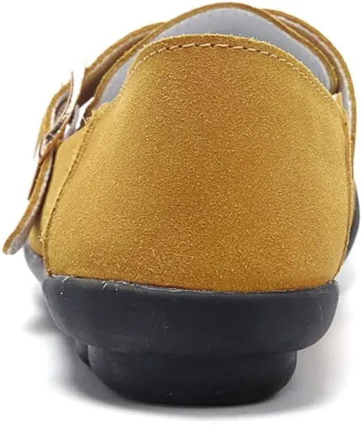 Women's Casual Round Toe Suede Shoes Comfortable Breathable Shoes Driving Outdoor Walking Nurse Breathable Driving Fashion Suede Casual Shoes