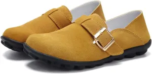 Women's Casual Round Toe Suede Shoes Comfortable Breathable Shoes Driving Outdoor Walking Nurse Breathable Driving Fashion Suede Casual Shoes