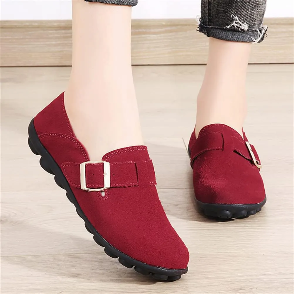 Women's Casual Round Toe Suede Shoes Comfortable Breathable Shoes Driving Outdoor Walking Nurse Breathable Driving Fashion Suede Casual Shoes
