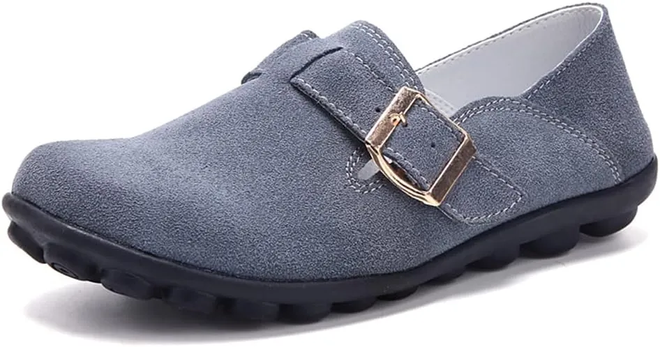 Women's Casual Round Toe Suede Shoes Comfortable Breathable Shoes Driving Outdoor Walking Nurse Breathable Driving Fashion Suede Casual Shoes