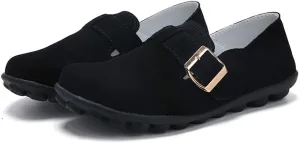 Women's Casual Round Toe Suede Shoes Comfortable Breathable Shoes Driving Outdoor Walking Nurse Breathable Driving Fashion Suede Casual Shoes