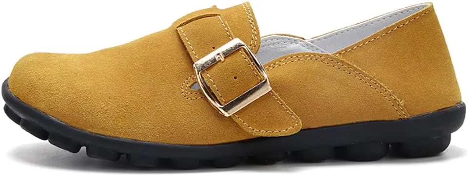 Women's Casual Round Toe Suede Shoes Comfortable Breathable Shoes Driving Outdoor Walking Nurse Breathable Driving Fashion Suede Casual Shoes