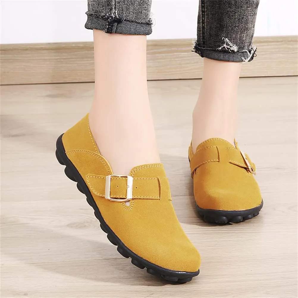 Women's Casual Round Toe Suede Shoes Comfortable Breathable Shoes Driving Outdoor Walking Nurse Breathable Driving Fashion Suede Casual Shoes