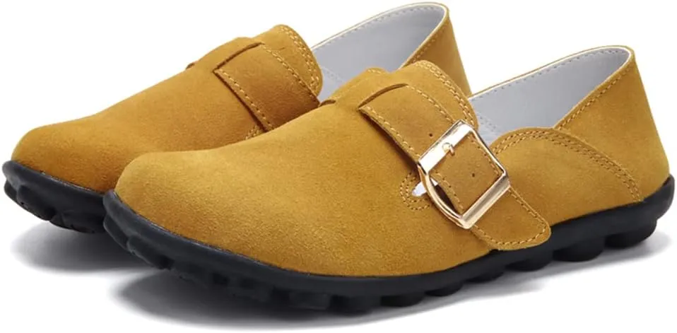 Women's Casual Round Toe Suede Shoes Comfortable Breathable Shoes Driving Outdoor Walking Nurse Breathable Driving Fashion Suede Casual Shoes