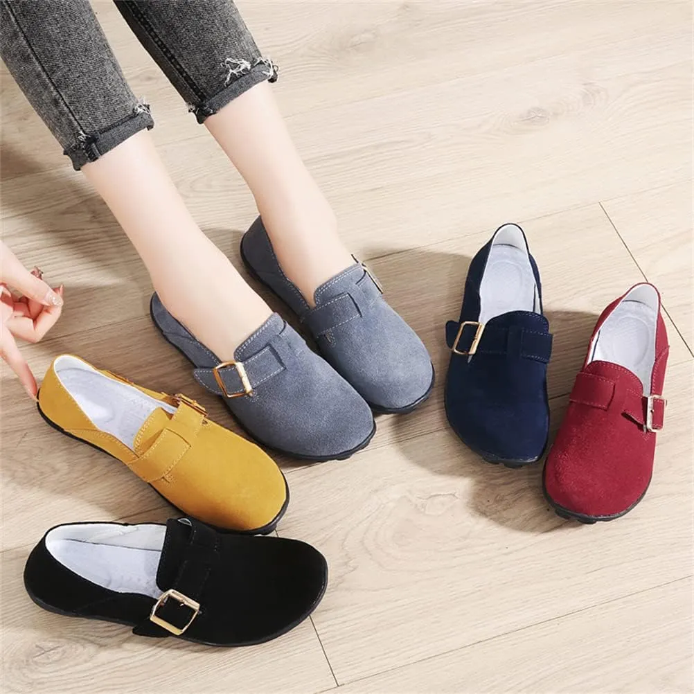 Women's Casual Round Toe Suede Shoes Comfortable Breathable Shoes Driving Outdoor Walking Nurse Breathable Driving Fashion Suede Casual Shoes