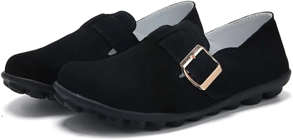 Women's Casual Round Toe Suede Shoes Comfortable Breathable Shoes Driving Outdoor Walking Nurse Breathable Driving Fashion Suede Casual Shoes