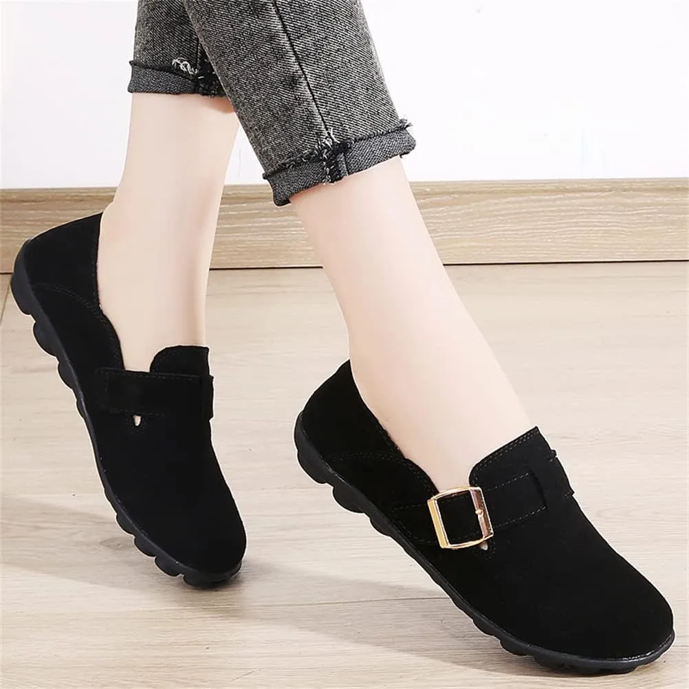 Women's Casual Round Toe Suede Shoes Comfortable Breathable Shoes Driving Outdoor Walking Nurse Breathable Driving Fashion Suede Casual Shoes