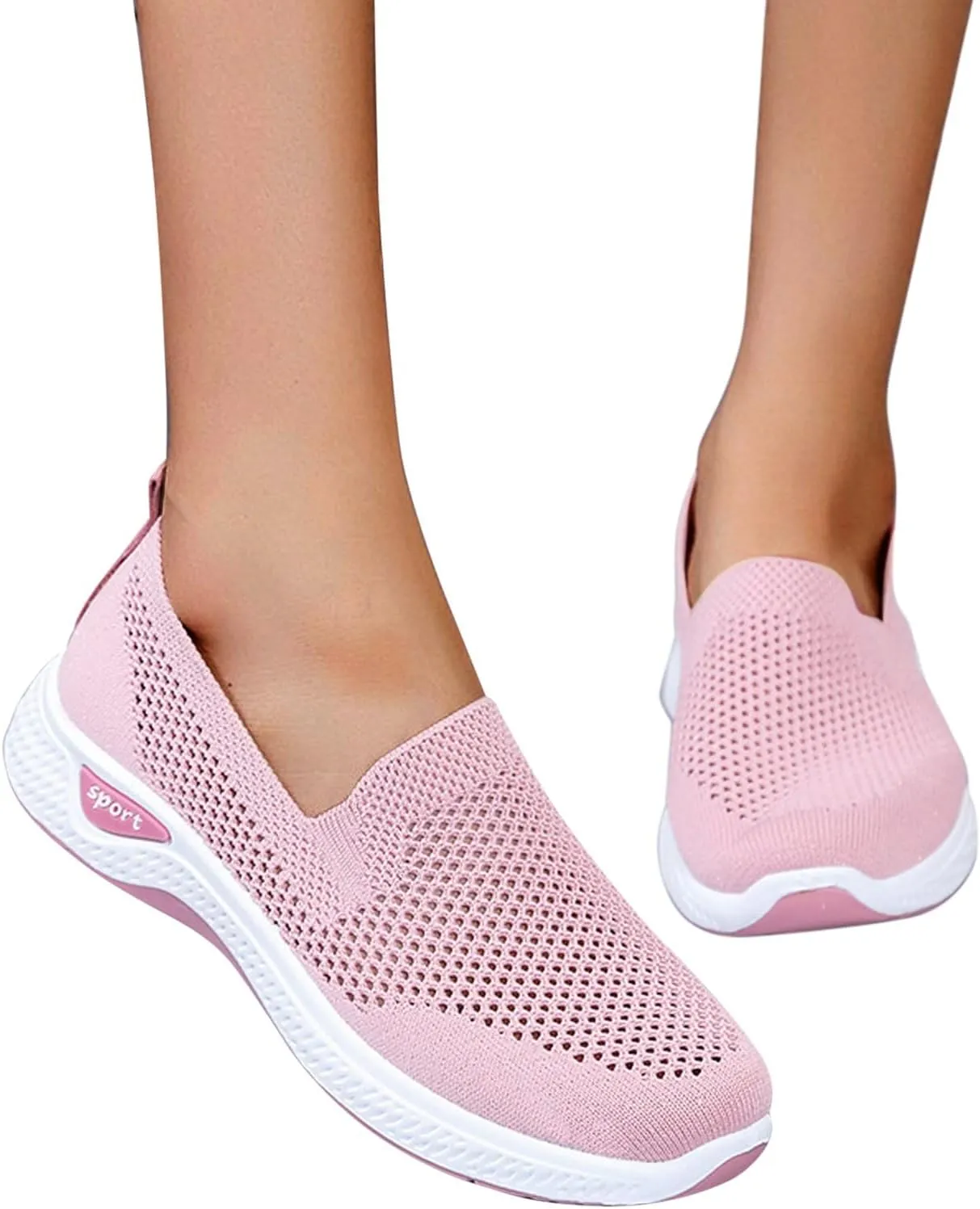 Womens Flat Slip On Sneakers Casual Walking Shoes Lightweight Canvas Comfortable Elastic Non Slip Loafers
