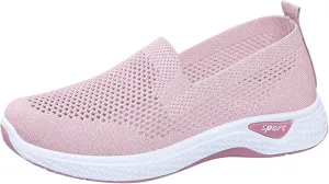 Womens Flat Slip On Sneakers Casual Walking Shoes Lightweight Canvas Comfortable Elastic Non Slip Loafers
