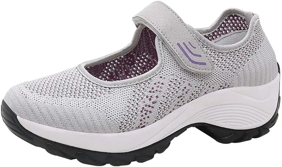 Womens Platform Sneakers Breathable Tennis Shoes Arch Support Fitness Shoes Ankle Paste Fashion Lightweight Running Shoes Hiking Footwear Casual Gym Sports Slip-Ons