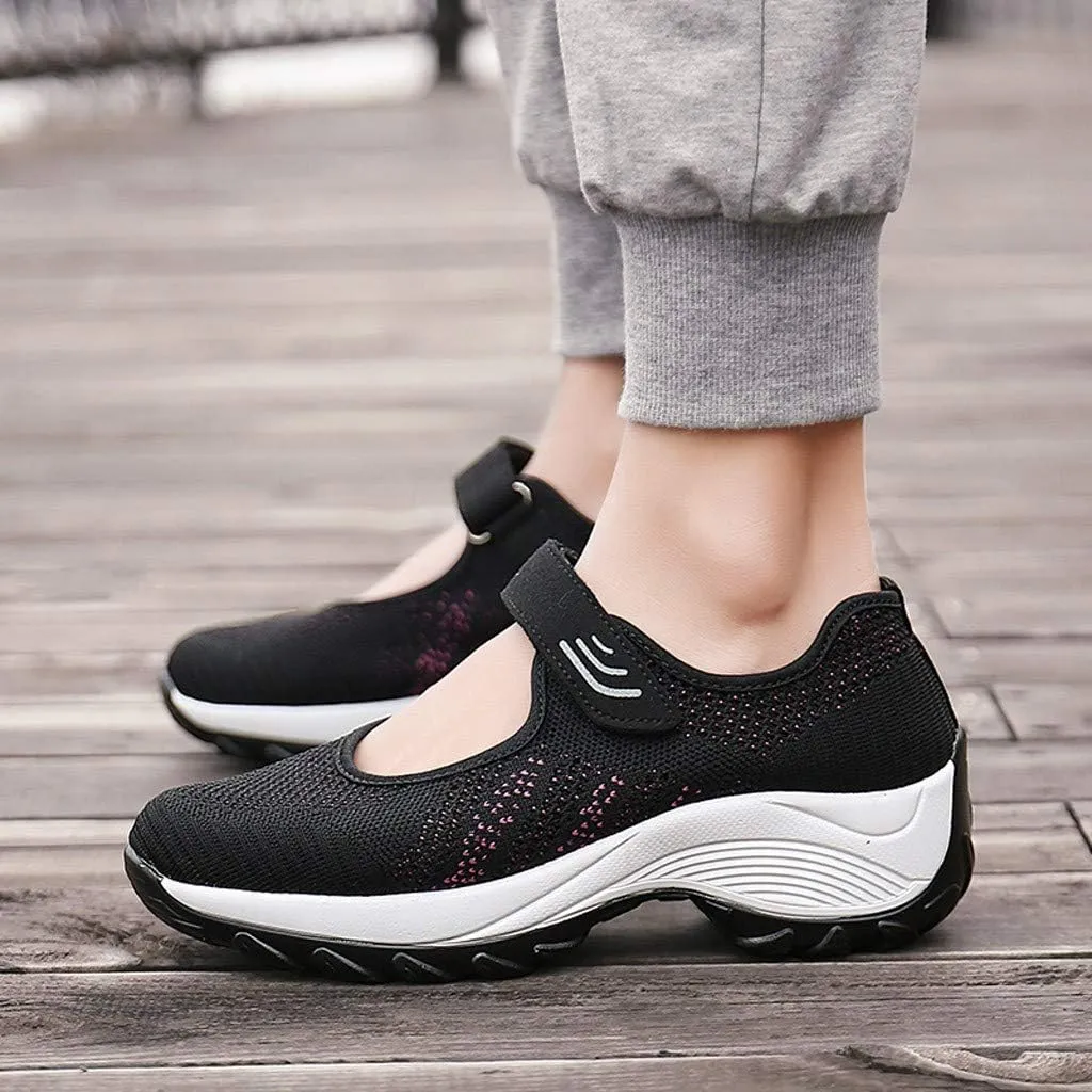 Womens Platform Sneakers Breathable Tennis Shoes Arch Support Fitness Shoes Ankle Paste Fashion Lightweight Running Shoes Hiking Footwear Casual Gym Sports Slip-Ons