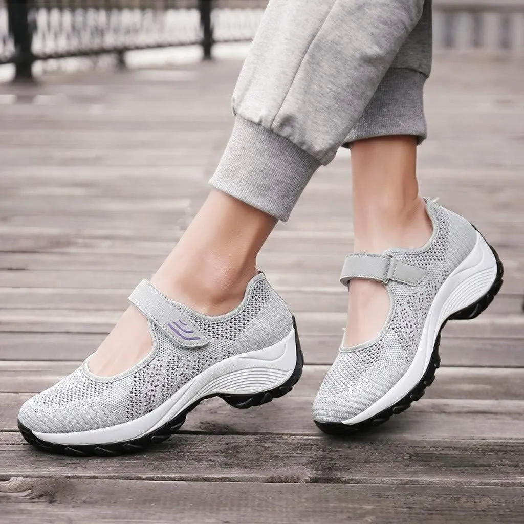 Womens Platform Sneakers Breathable Tennis Shoes Arch Support Fitness Shoes Ankle Paste Fashion Lightweight Running Shoes Hiking Footwear Casual Gym Sports Slip-Ons