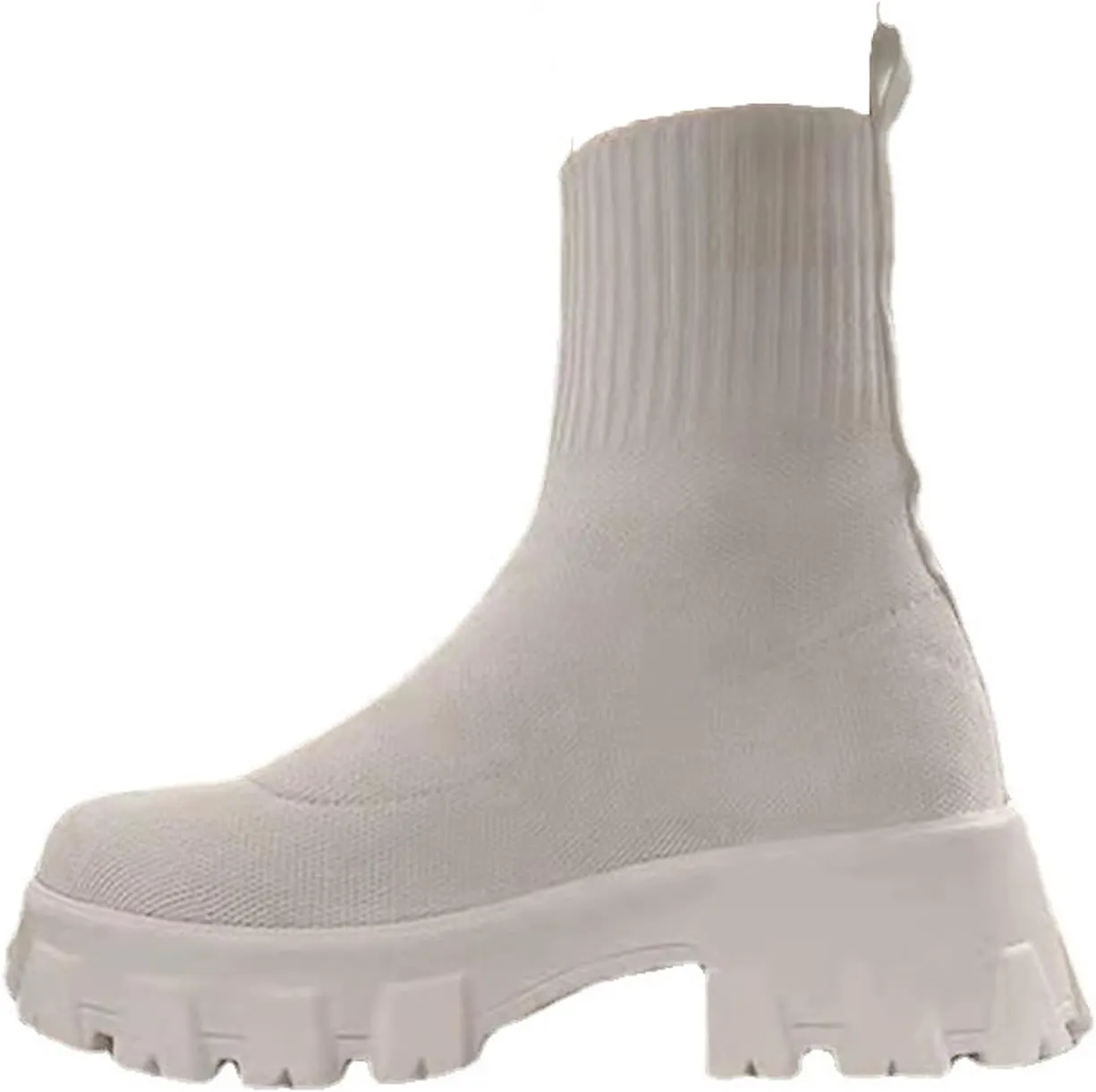 Womens Platform Sock Ankle Boots,Women's Platform Lug Sole Ankle Boots Chunky Heel,Elastic Knit Slip On Booties Shoes