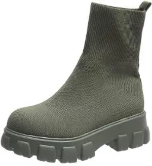 Womens Platform Sock Ankle Boots,Women's Platform Lug Sole Ankle Boots Chunky Heel,Elastic Knit Slip On Booties Shoes