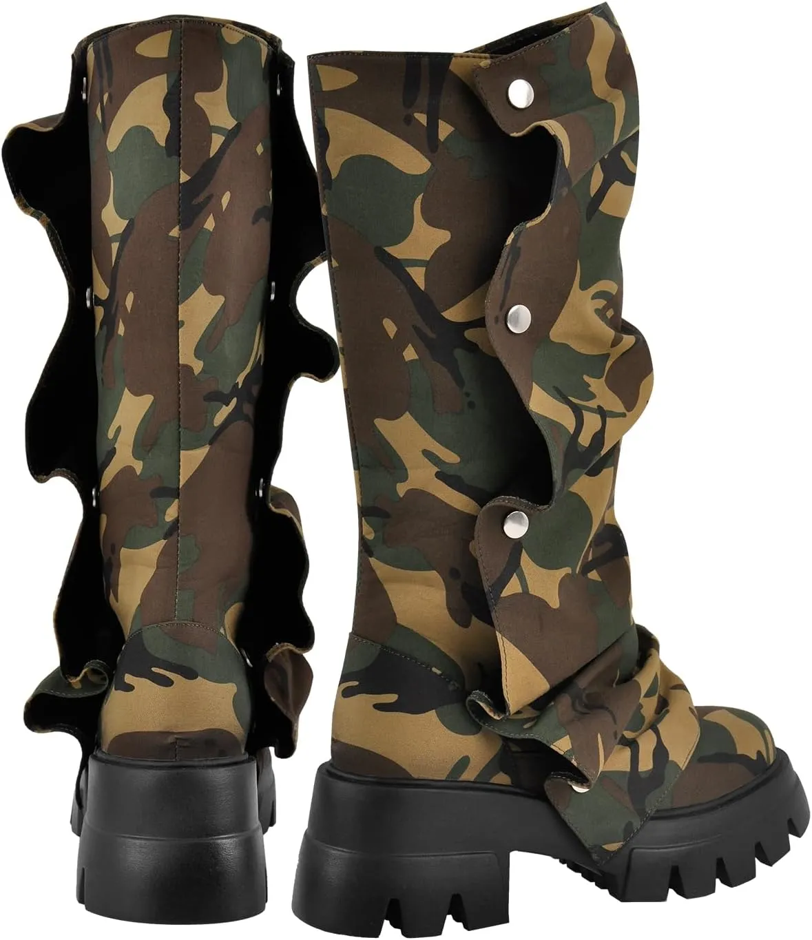 Women's Pull On Mid Calf Boots Platform Slouchy Block Heels
