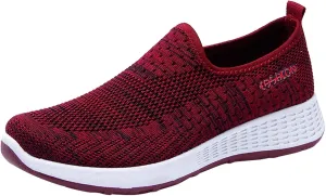 Womens Slip On Walking Shoes Lightweight Comfortable Sneakers Casual Canvas Flats Non Slip Elastic Loafers