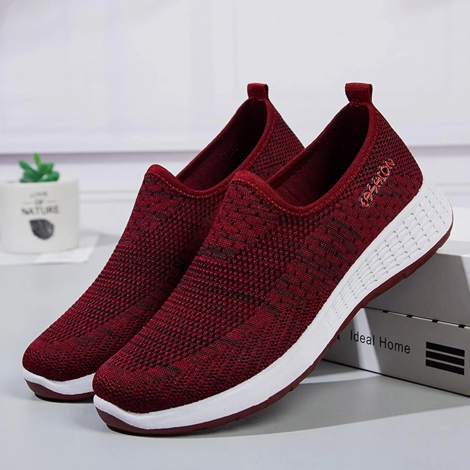 Womens Slip On Walking Shoes Lightweight Comfortable Sneakers Casual Canvas Flats Non Slip Elastic Loafers
