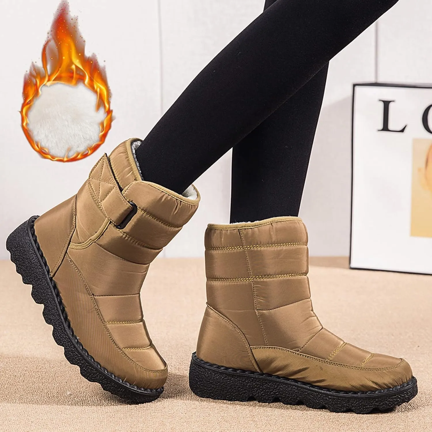 Womens Snow Boots Warm Fur Lined Winter Boots Waterproof Non Slip Ankle Boot Comfortable Walking Shoes for Women