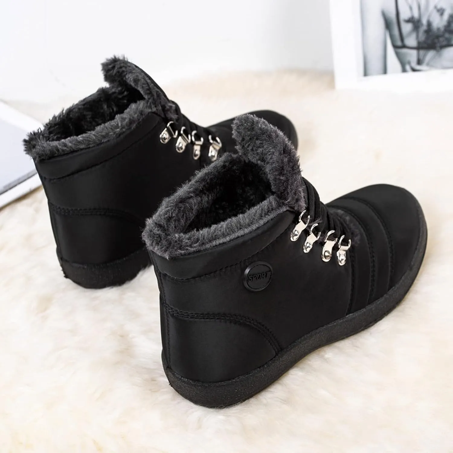 Women's Snow Boots Waterproof Boots Waterproof Insulated Fur Boots Fleece Winter Work Boots for Women Teens Winter Boots