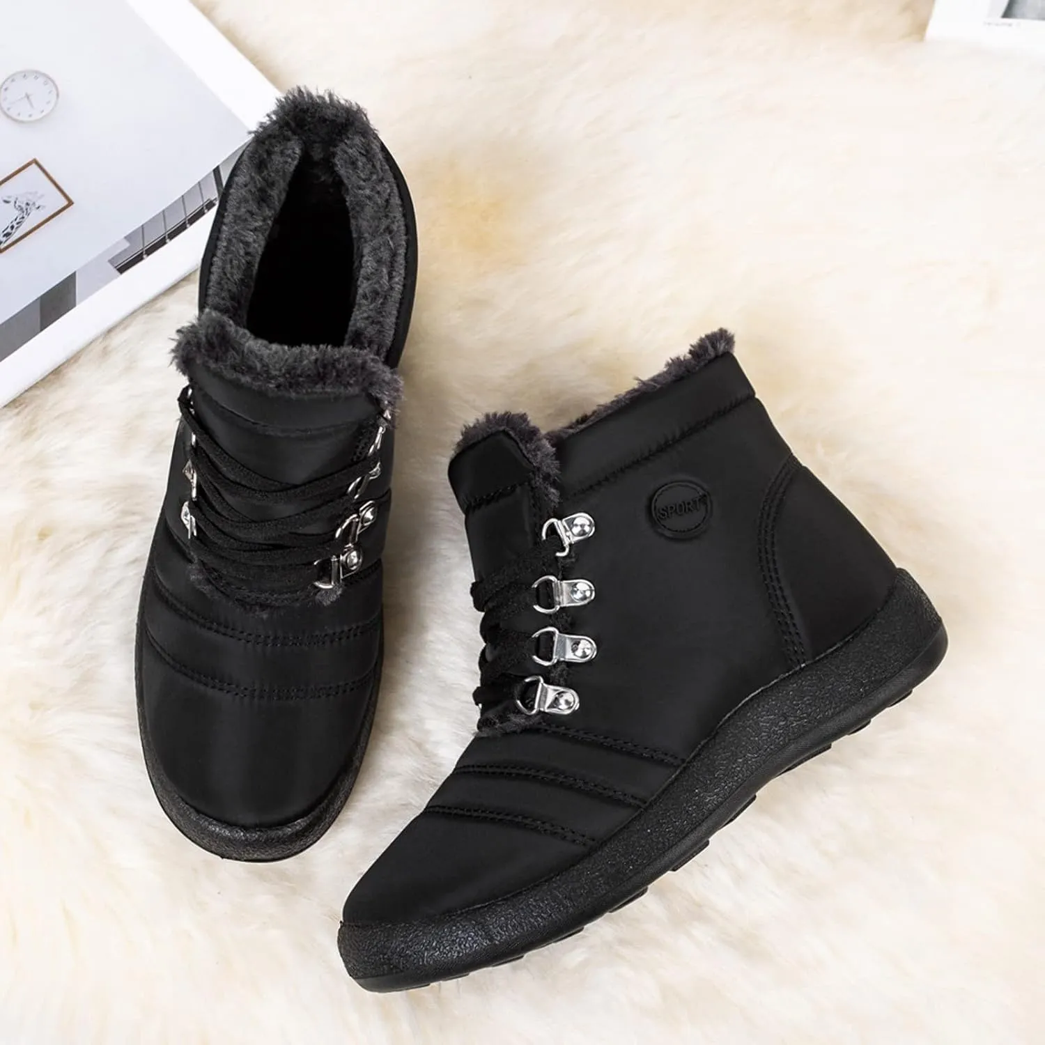 Women's Snow Boots Waterproof Boots Waterproof Insulated Fur Boots Fleece Winter Work Boots for Women Teens Winter Boots