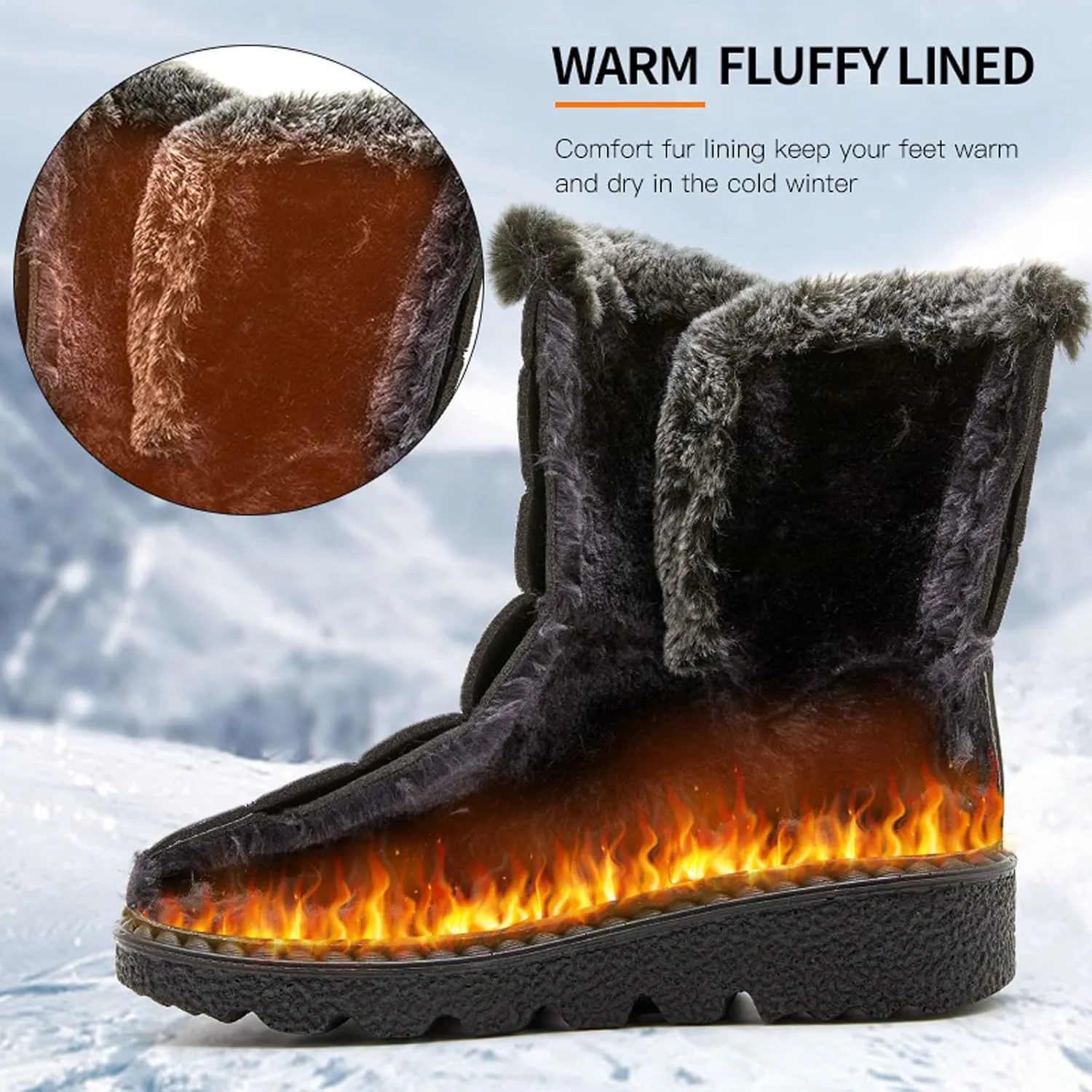 Women's Snow Boots with Heels Women's Fleece Lined Snow Boots Womens Snow Boots Winter Warm Booties Snow Shoe Boot for Women Cowboy Boots for Men Mens Winter Booties