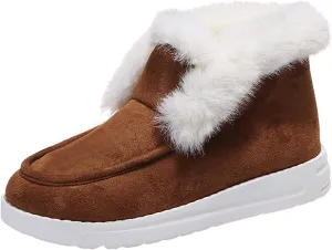 Women's Winter Boots Knee High Womens Warm Fur Lined Winter Snow Boots Outdoor Short Ankle Booties Slip On Comfortable Fashion Walking Shoes for Women